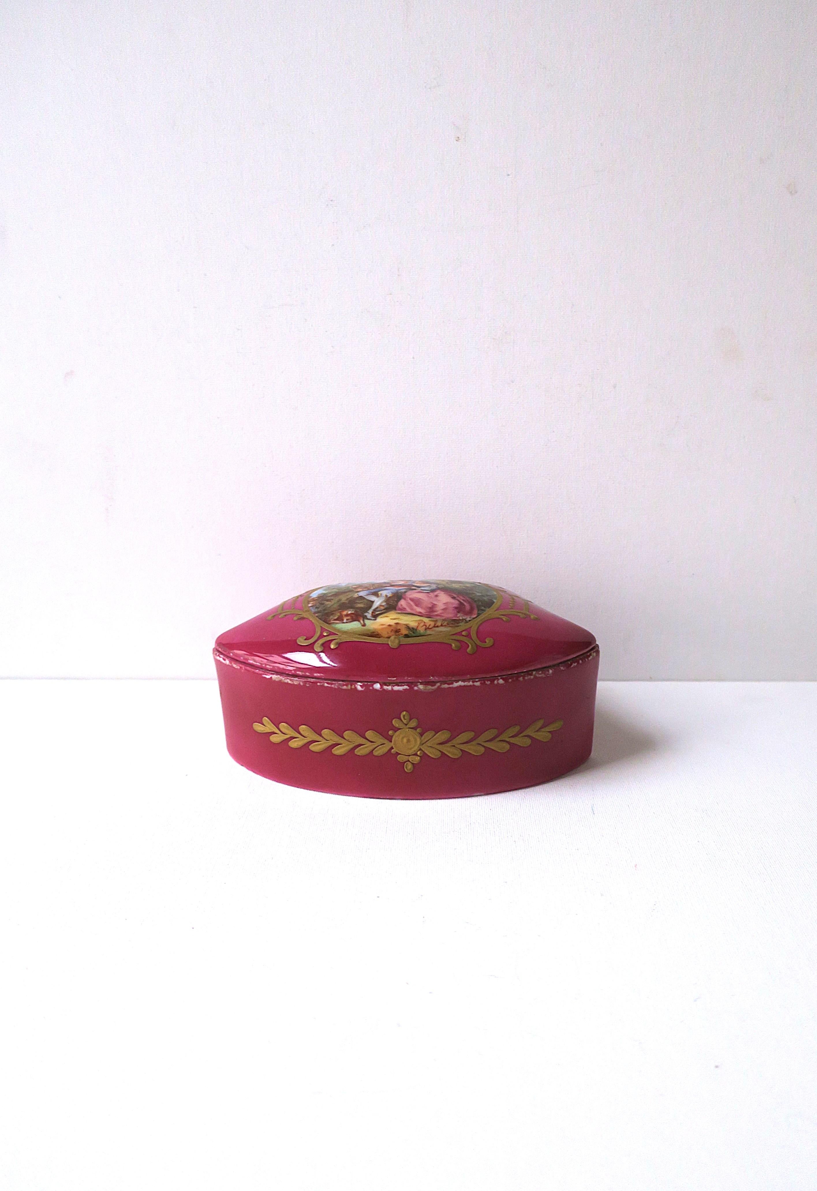 Regency French Porcelain Jewelry Box For Sale
