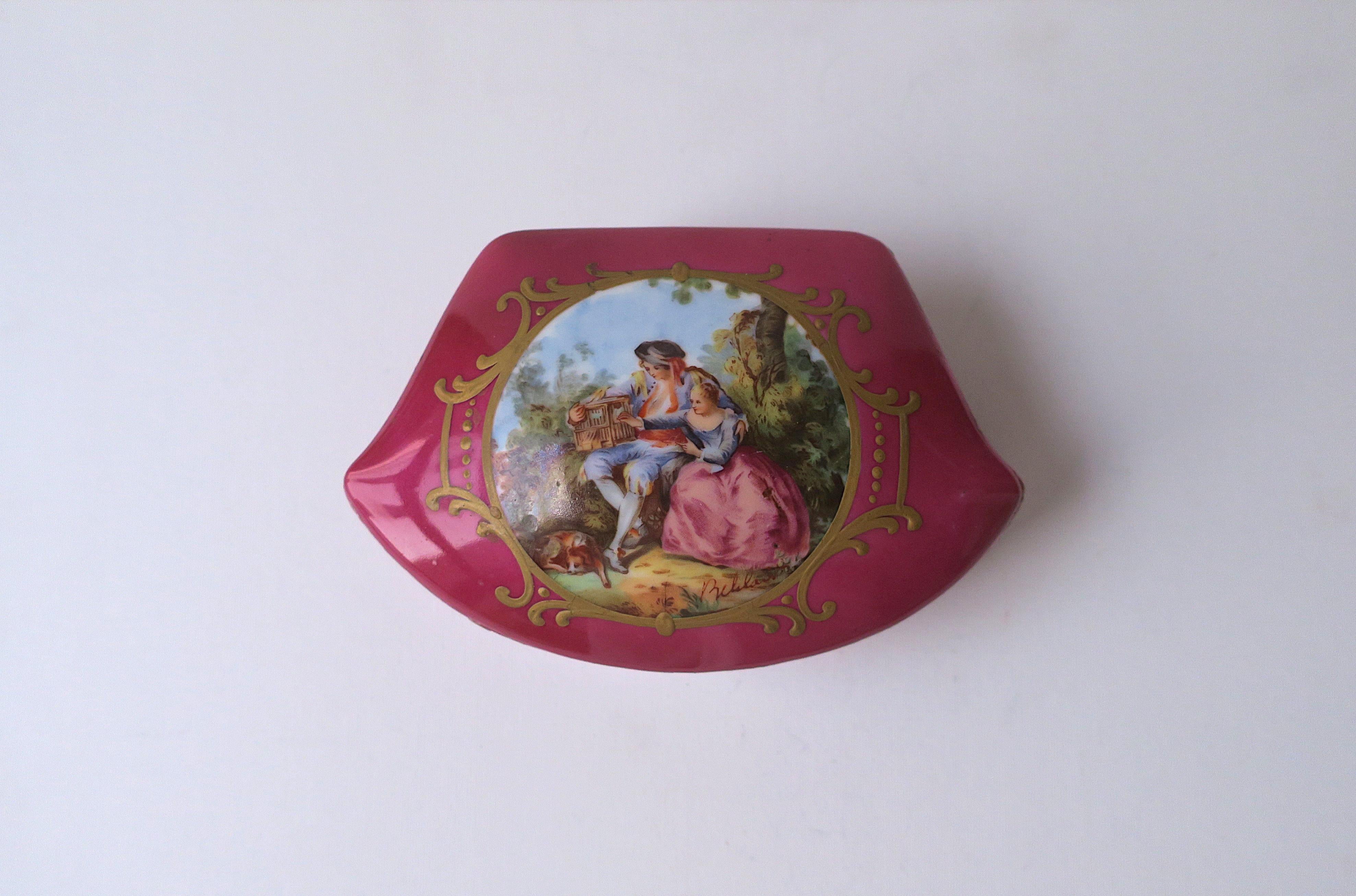 Hand-Painted French Porcelain Jewelry Box For Sale