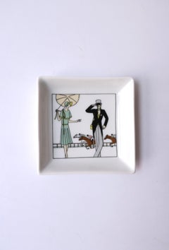 French Porcelain Jewelry Dish with Derby Horse Racing Scene