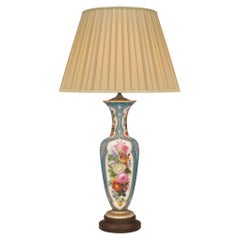 French Porcelain Lamp with Wonderful Colorful Hand Painted Design and Flowers