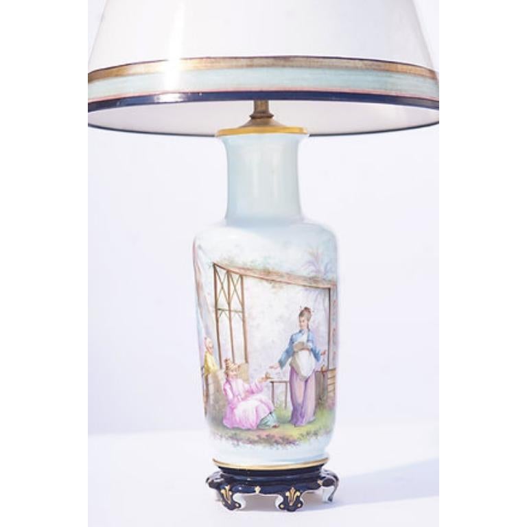 Cinese Lampade in porcellana francese con tema Chinoiserie, XIX secolo in vendita