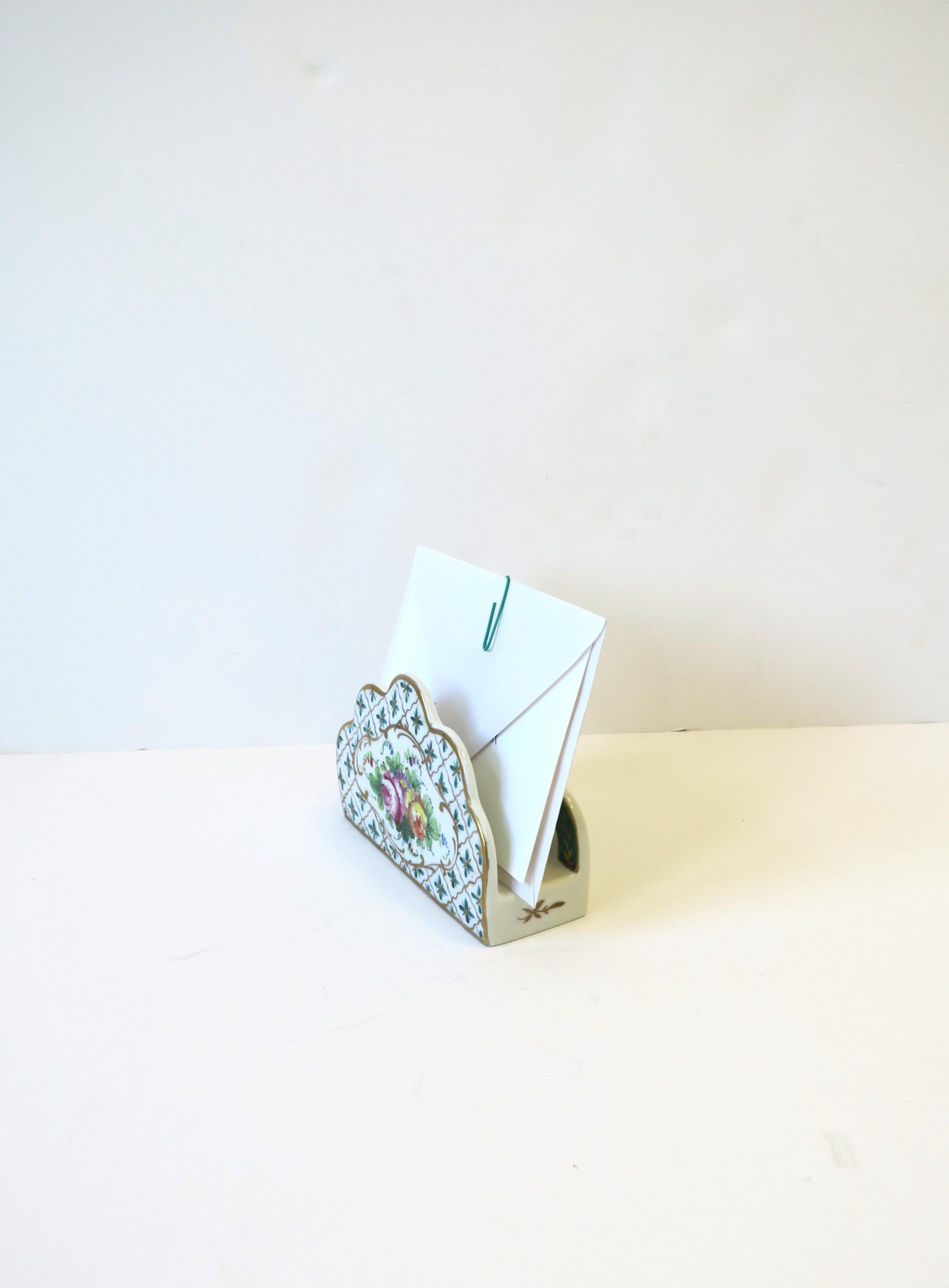 French Porcelain Desk Letter Mail or Napkin Holder 3