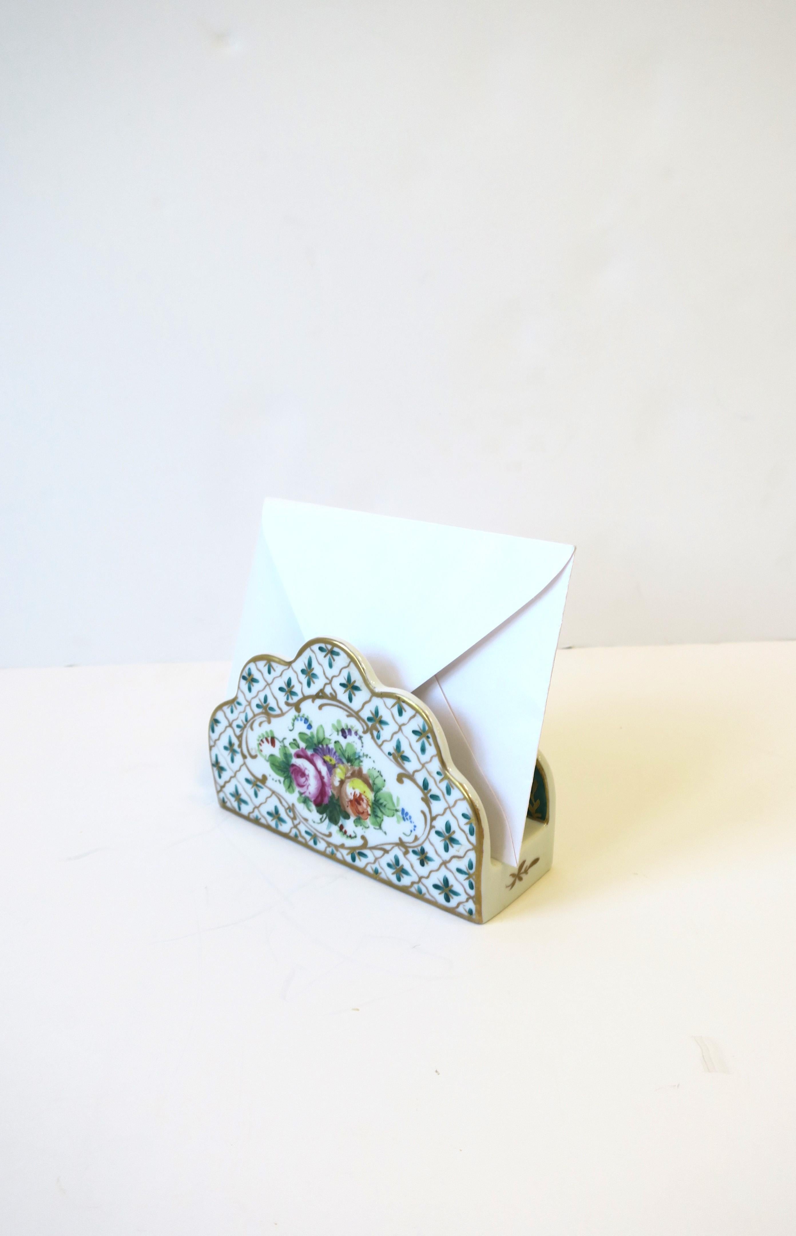 20th Century French Porcelain Desk Letter Mail or Napkin Holder