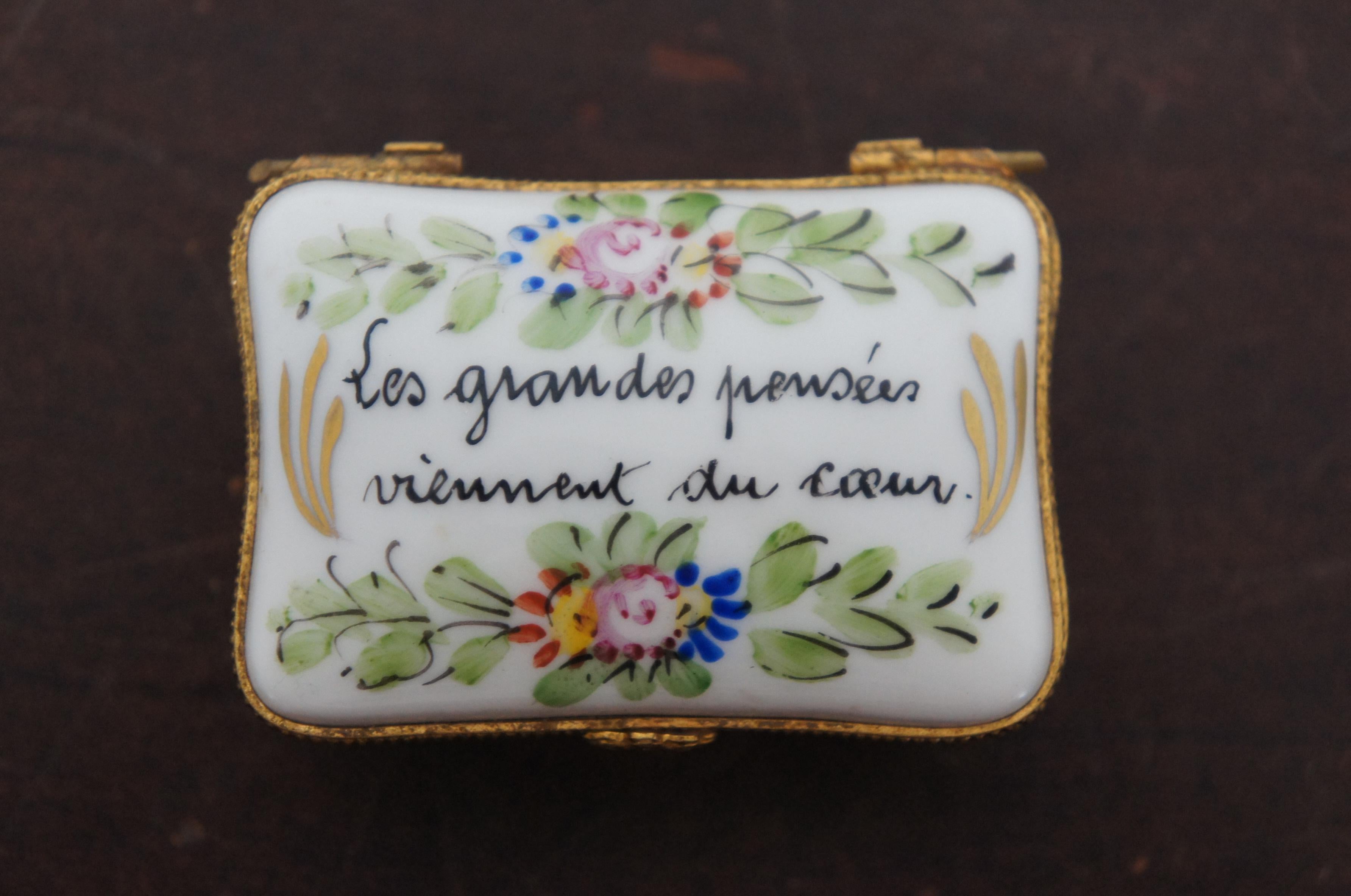French Porcelain Limoges Trinket Keepsake Box Viennent du Coeur 3