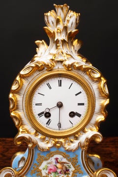 French Porcelain Mantel Clock by Aubert Klaftenberger, Paris
