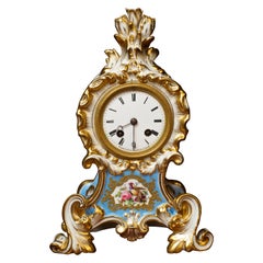 French Porcelain Mantel Clock by Aubert Klaftenberger, Paris
