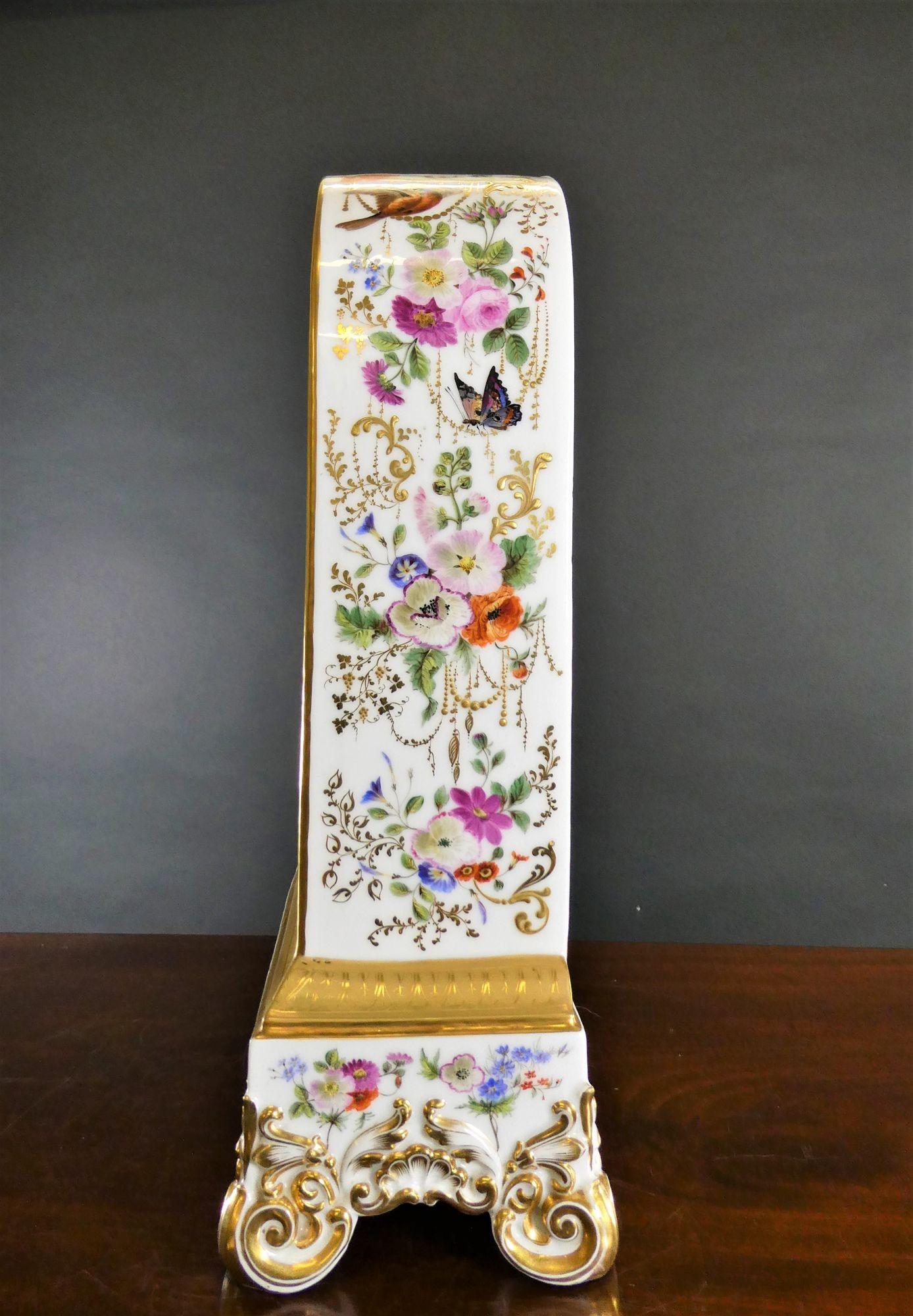 Mid-19th Century French Porcelain Mantel Clock by Raingo Freres, Paris For Sale