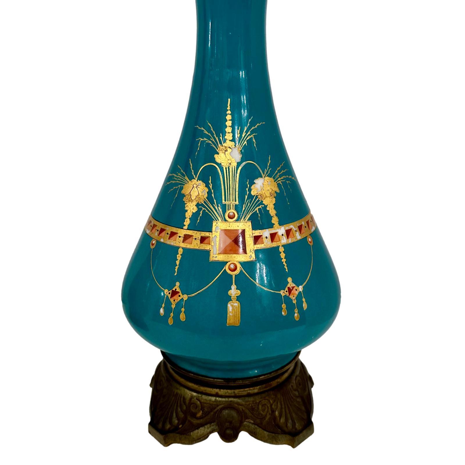 Early 20th Century French Porcelain Oil Lamps For Sale