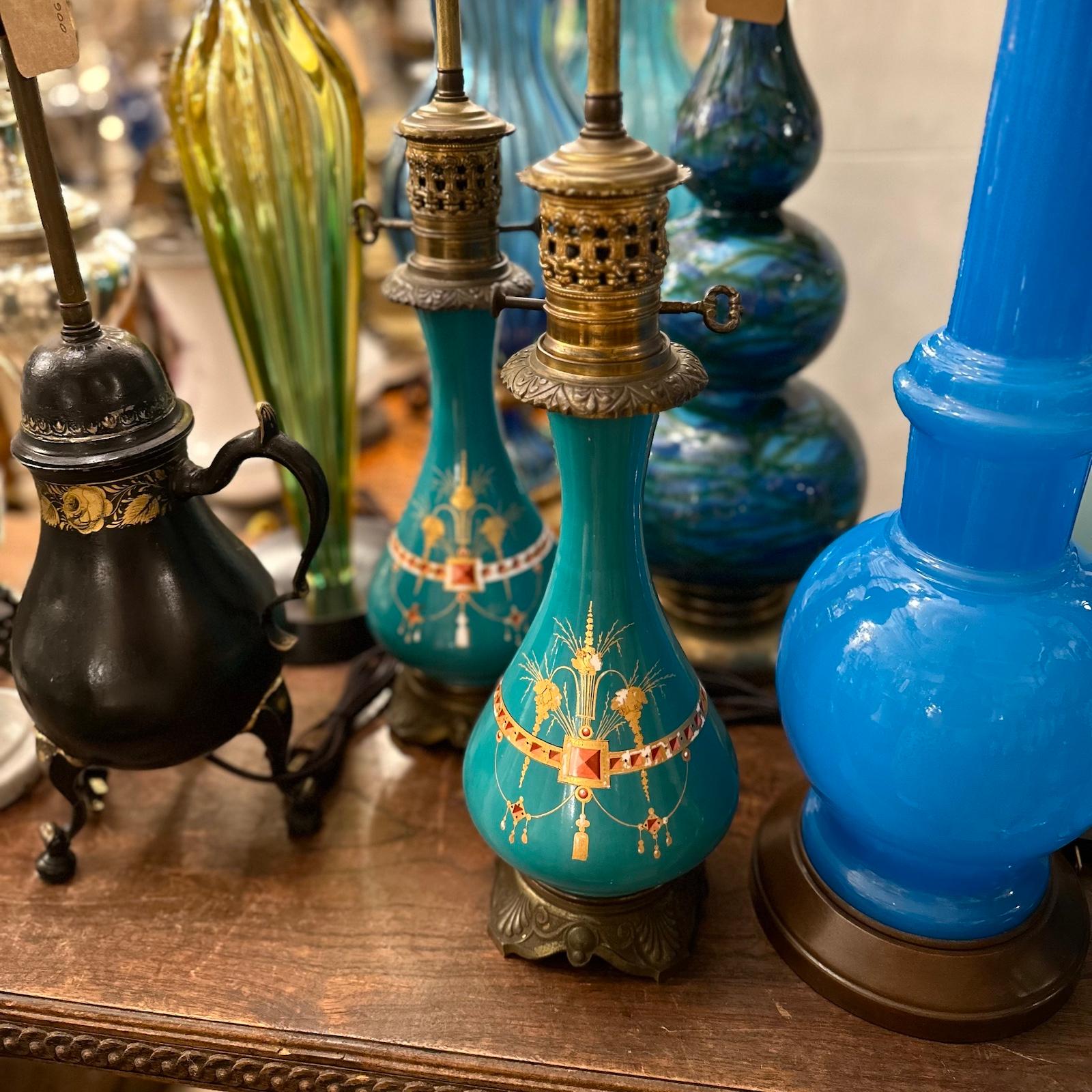 French Porcelain Oil Lamps For Sale 1