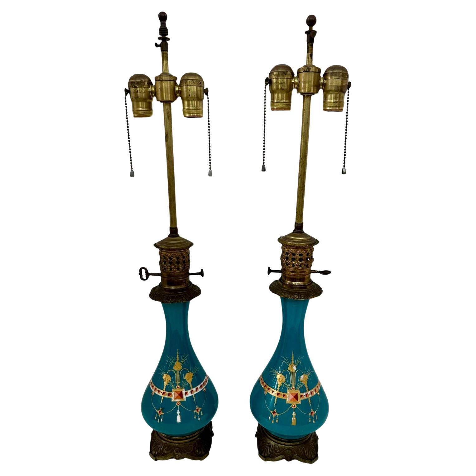 French Porcelain Oil Lamps For Sale