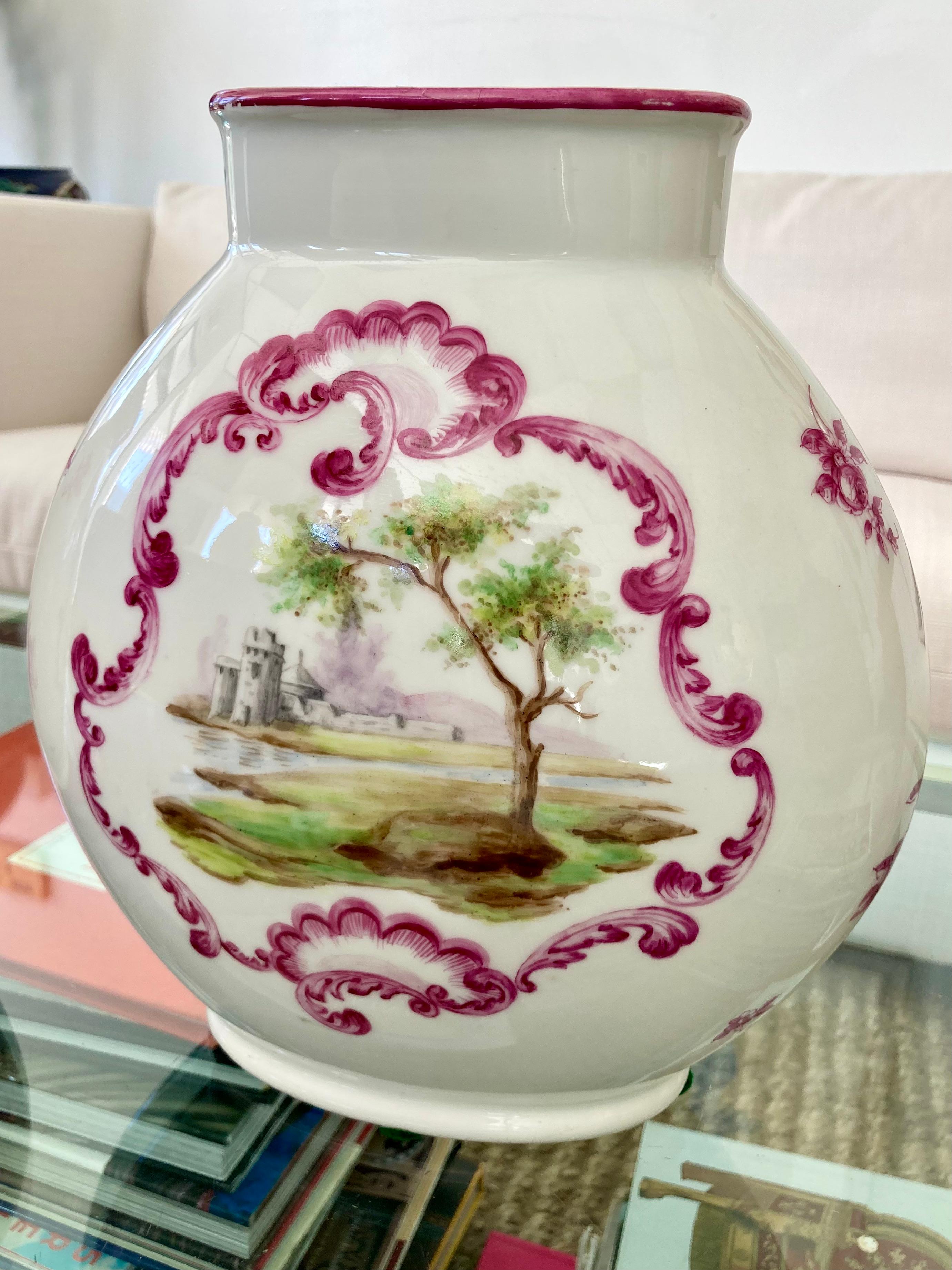 French Porcelain Oval Vases, a Pair For Sale 6