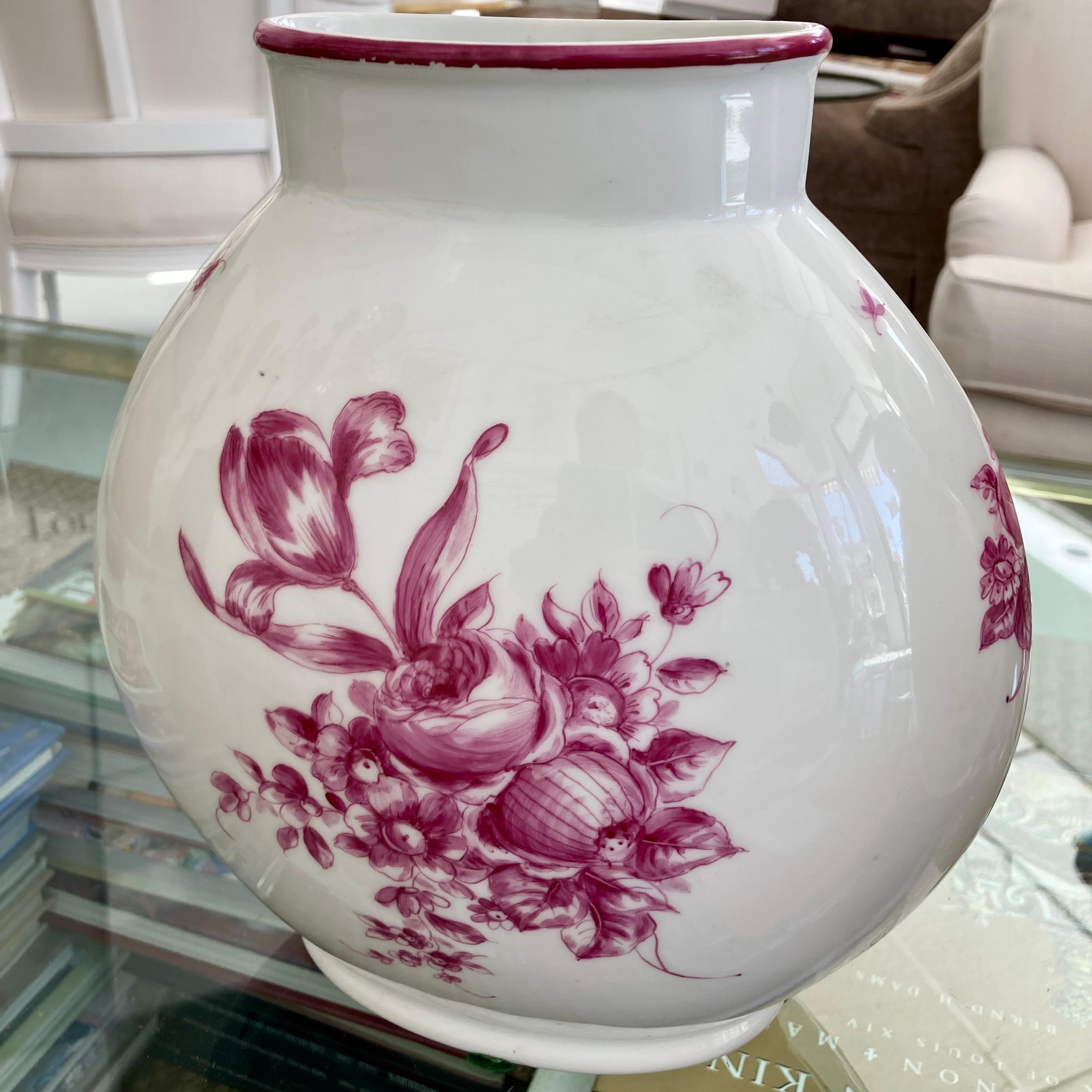 French Porcelain Oval Vases, a Pair For Sale 7