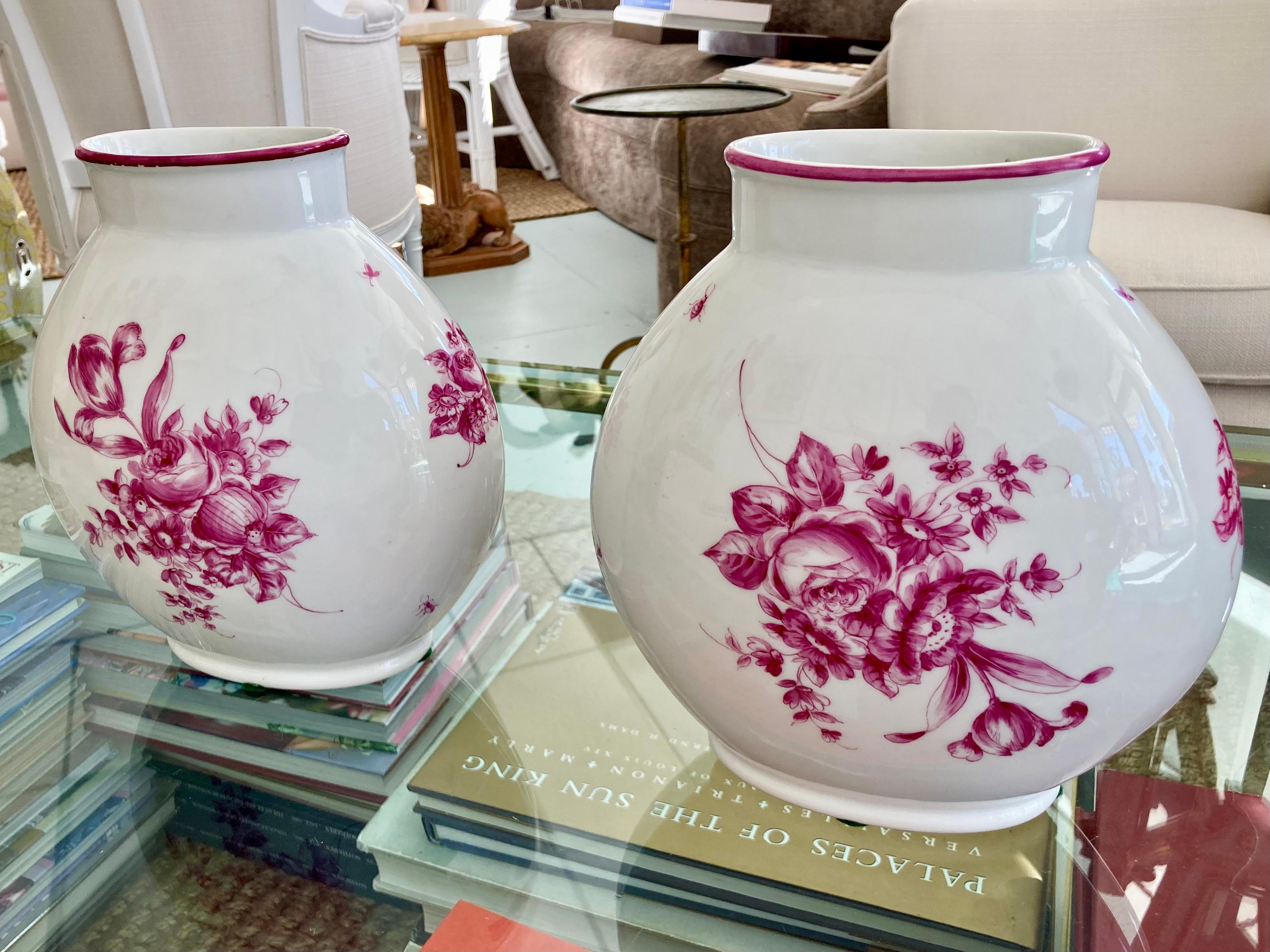 Other French Porcelain Oval Vases, a Pair For Sale