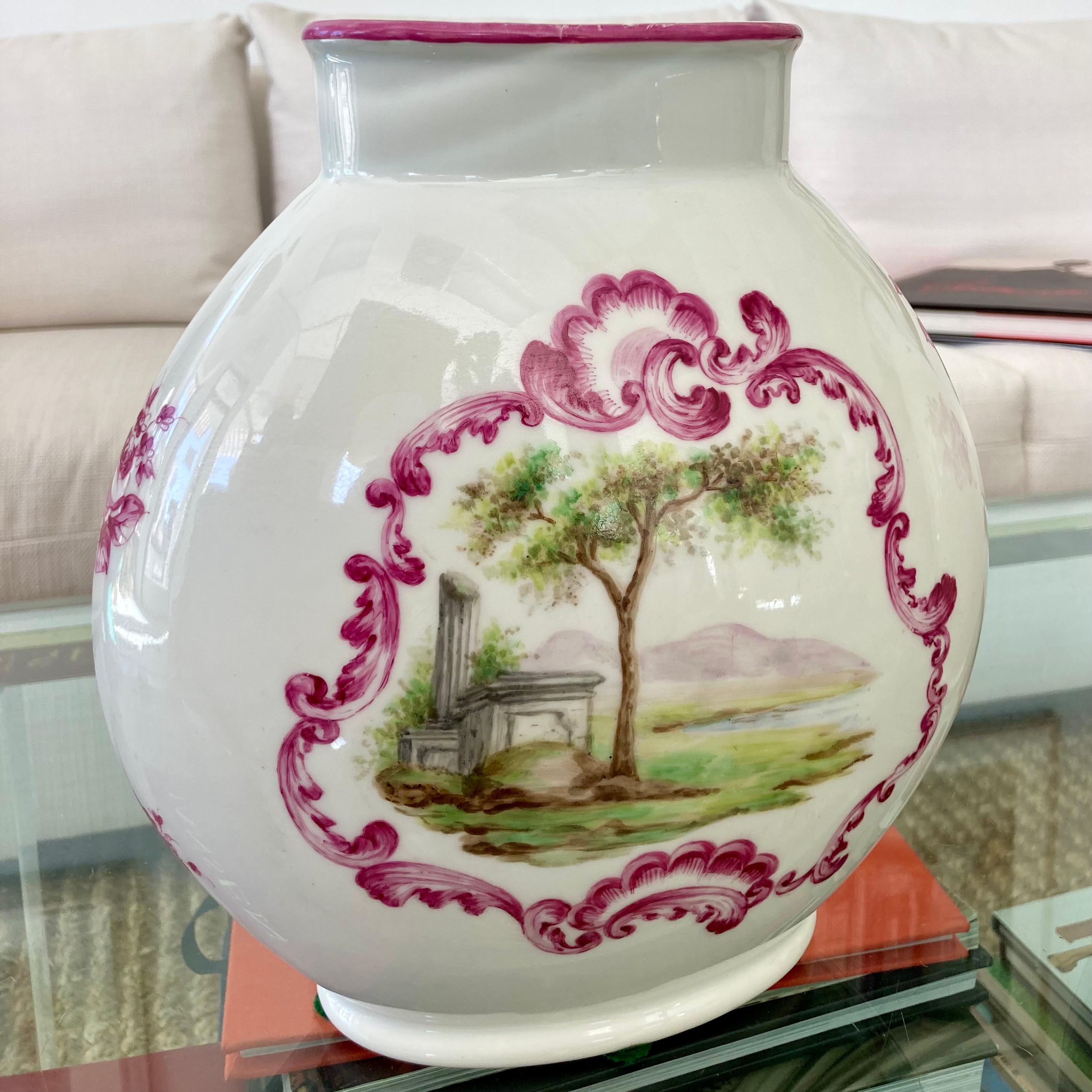 French Porcelain Oval Vases, a Pair For Sale 2