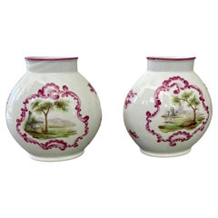 French Porcelain Oval Vases, a Pair