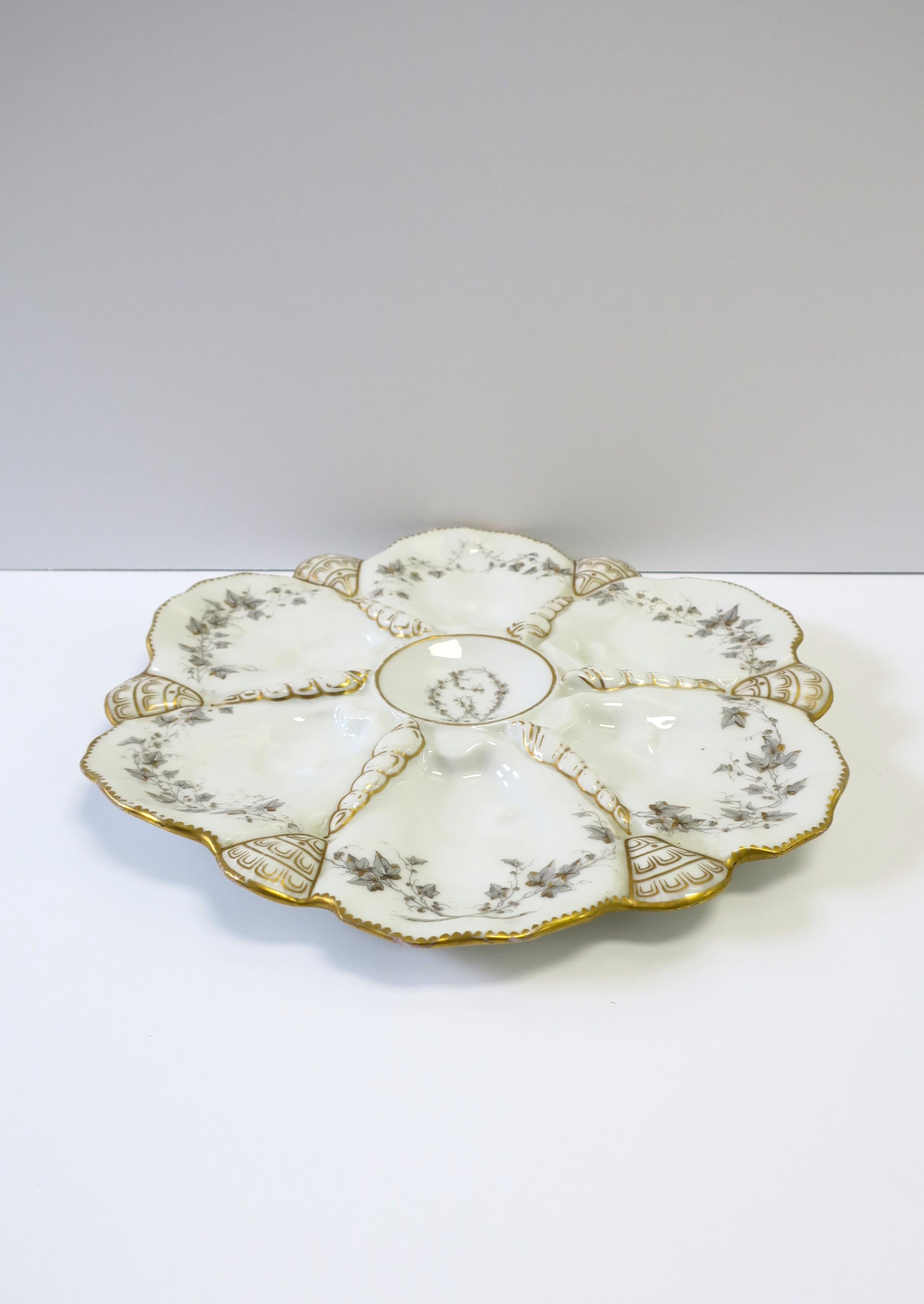 Glazed French Porcelain Oyster Plate
