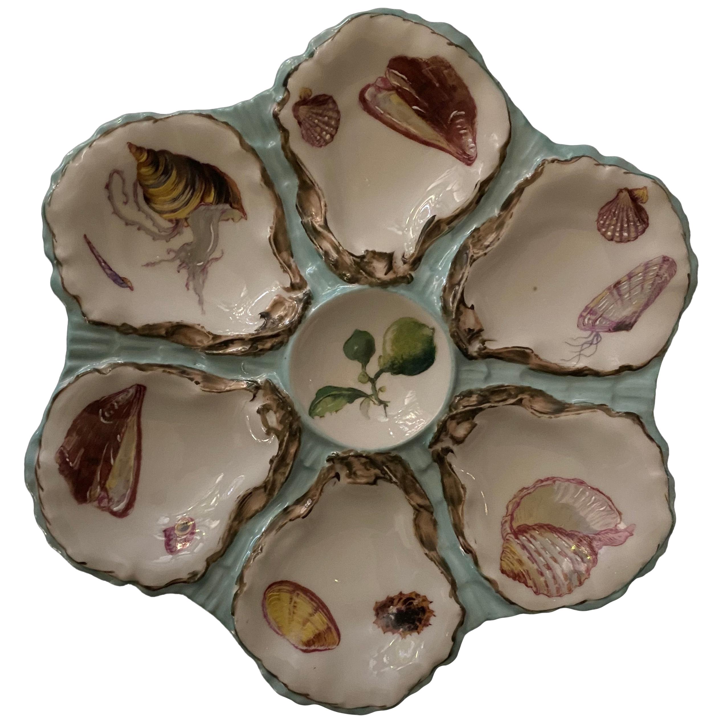 French Porcelain Oyster Plate "Haviland Pour Gilman Collamore", 19th Century