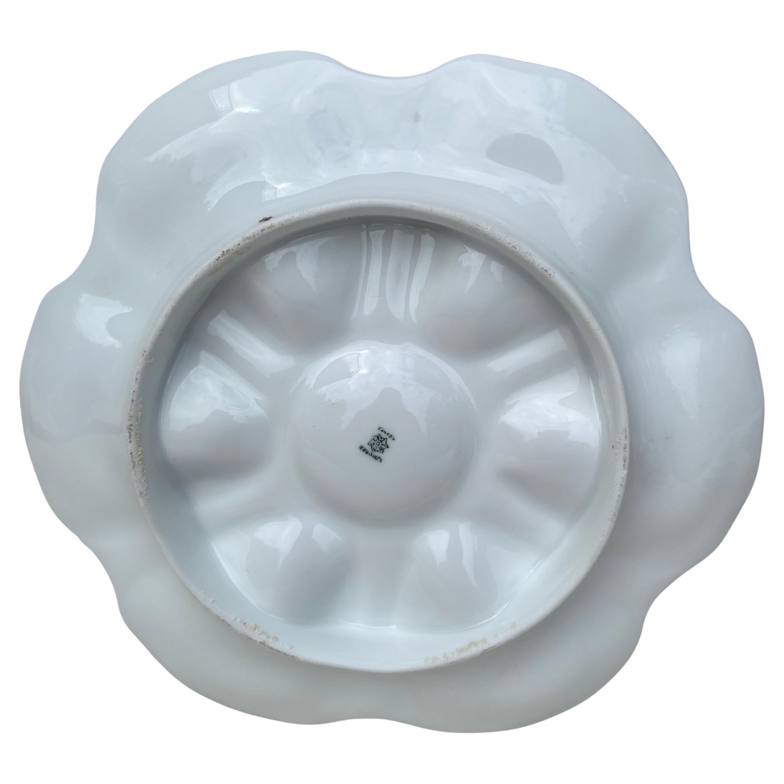 Belgian French Porcelain Oyster Plate Limoges Circa 1900 For Sale