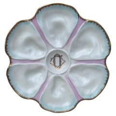 Piatto per ostriche in porcellana francese Limoges Circa 1900