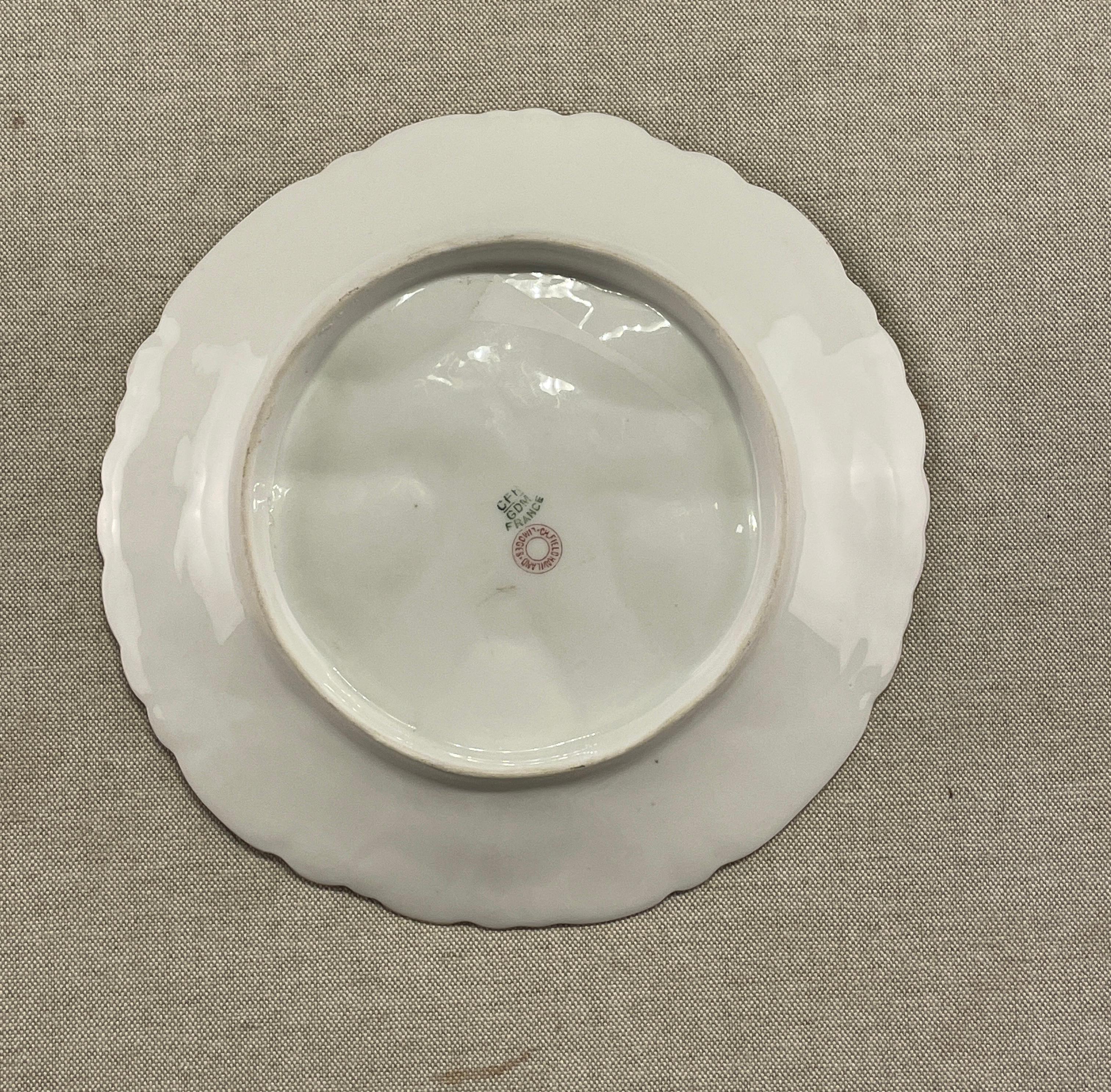 French Porcelain Oyster Plates Haviland Limoges, Set of 6  In Good Condition For Sale In Winter Park, FL