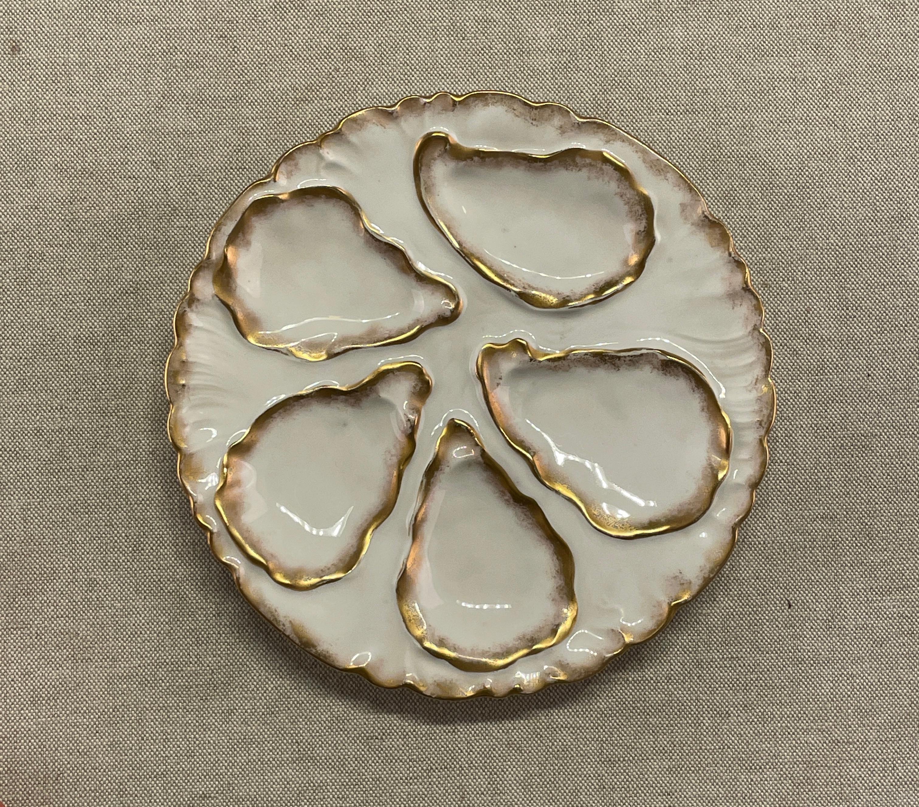 French Porcelain Oyster Plates Haviland Limoges, Set of 6  For Sale 1