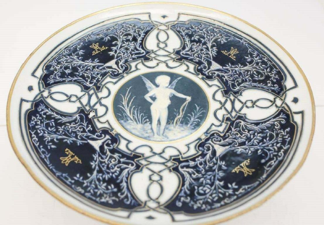 Gilt French Porcelain Pate Sur Pate Compote Art Nouveau Artist Signed 
