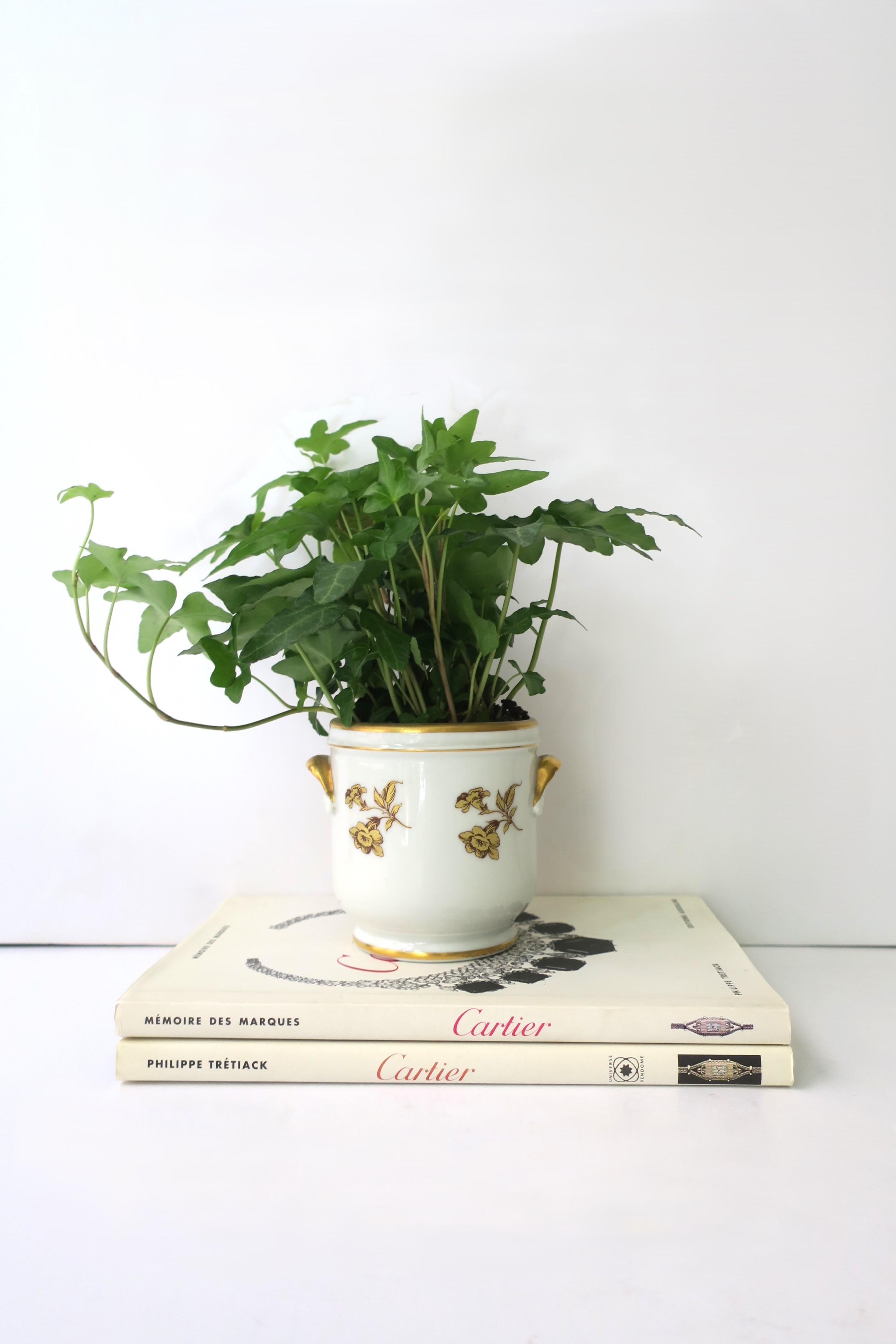 Gilt French Porcelain Plant Flower Planter Cachepot Jardinière