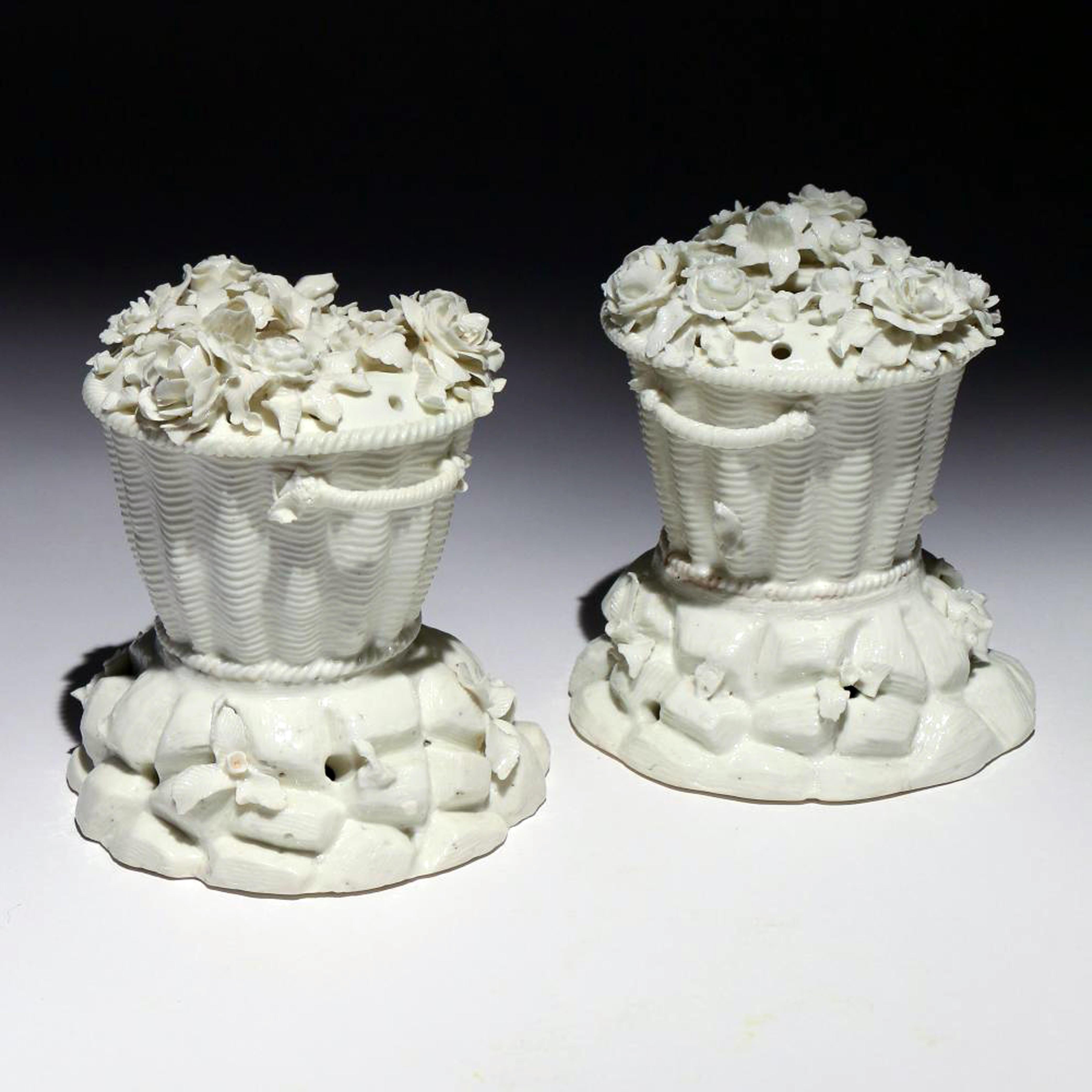 French Porcelain Potpourri Jars & Covers Modelled as Lidded Baskets, St. Cloud 2