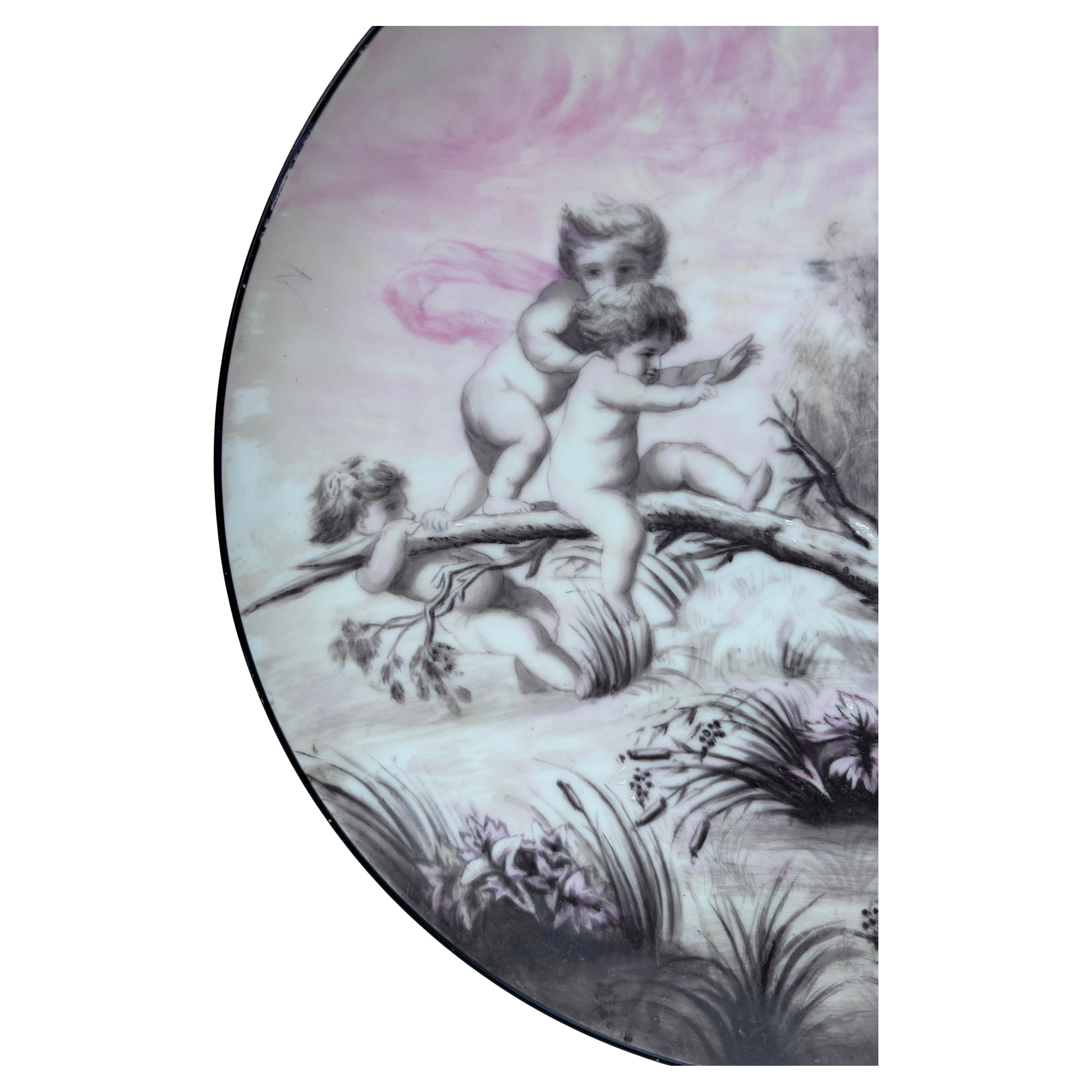 Néo-rococo Plat Puttis en porcelaine française Circa 1900 en vente