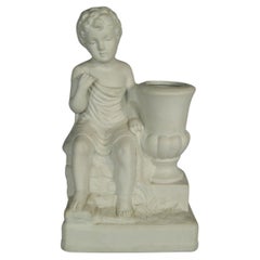 Französische Porzellanskulptur/Vase: Kind mit Medici-Vase -1Y13