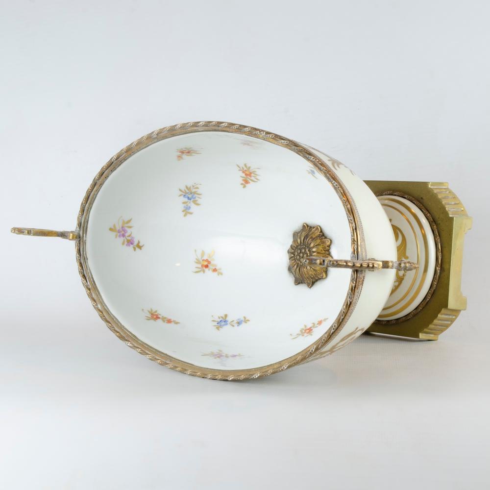 Napoleon III French porcelain, Sevres, and bronze planter from the 19th century For Sale
