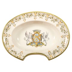 Antique French Porcelain Shaving Dish, “Italien à Moustiers”, Early 20th Century