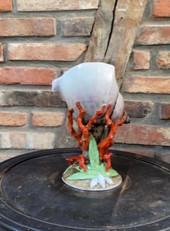 French Porcelain Shell & Coral Vase, Circa 1880