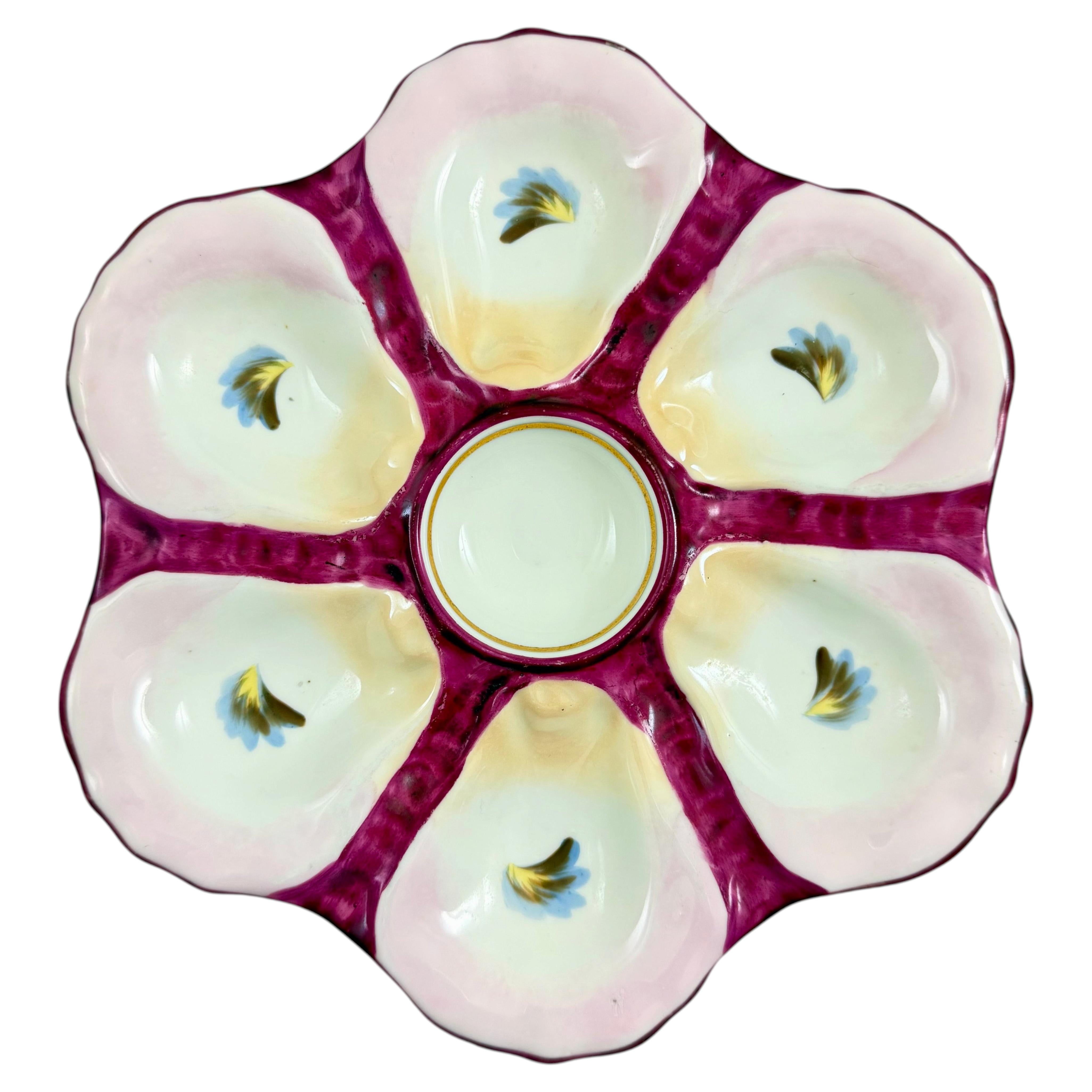 French Porcelain Six Well ‘Eyes’ Oyster Plate For Sale