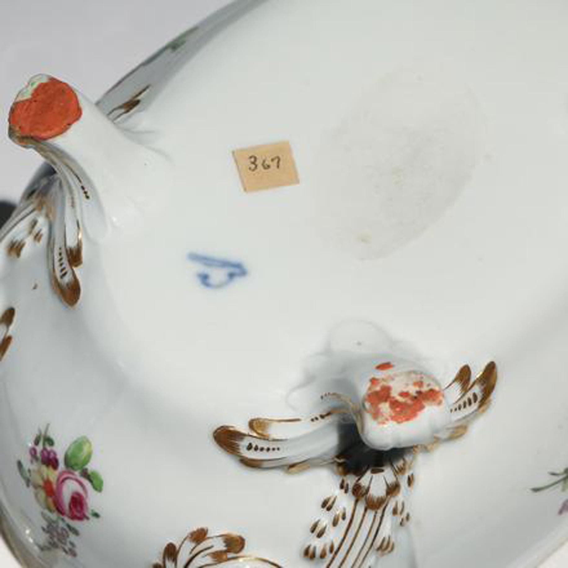French porcelain soup tureen and cover, 
Jacques Vermonet & Fils, 
Boissettes Factory, (Duke d'Orleans),
circa 1780.

The elegant and stylish tureen after the Sèvres rises on four flared feet and is well painted with bouquets of flowers