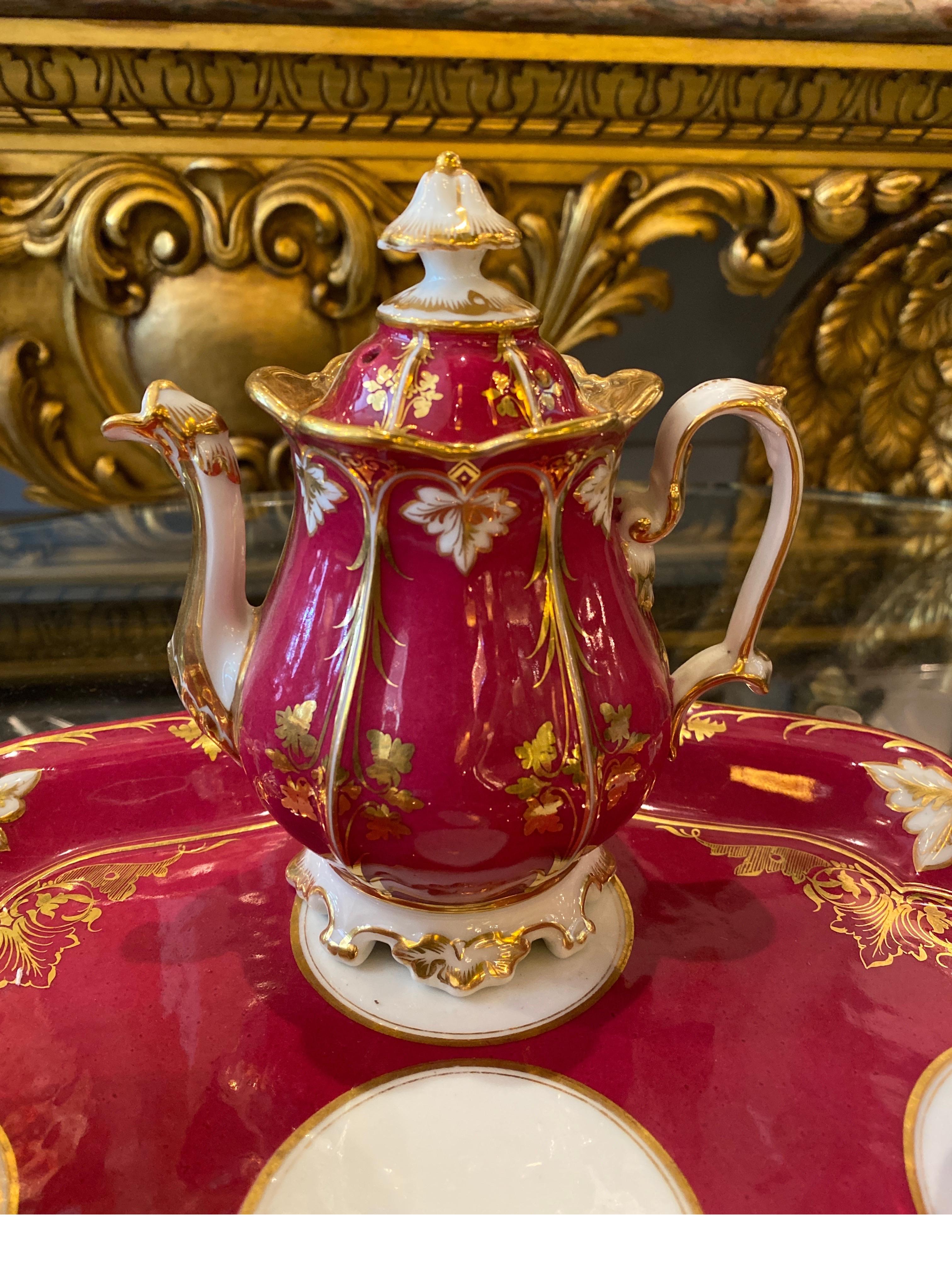 French Porcelain Tete a Tete Tea Set Circa 1875 For Sale 3