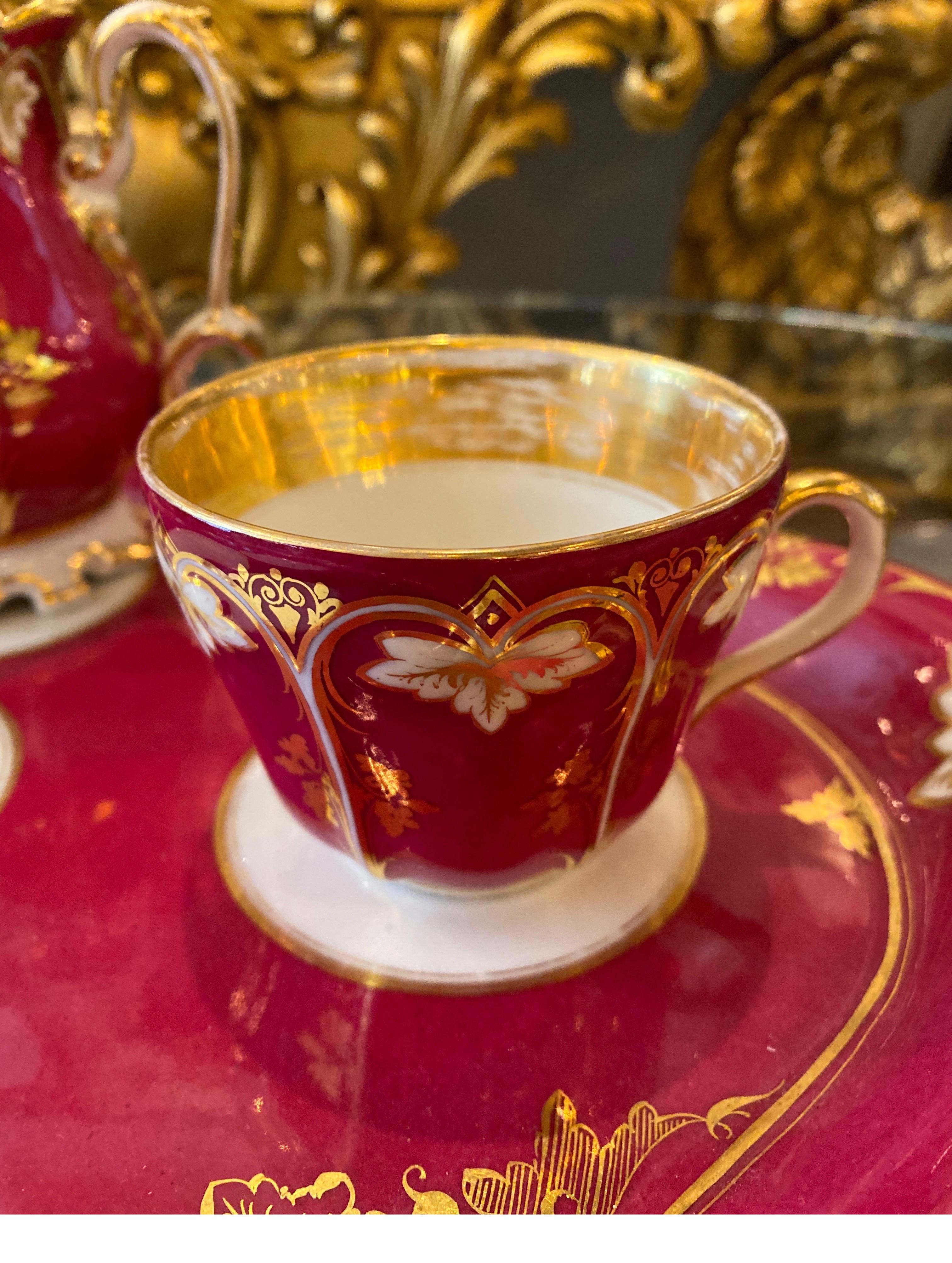 Napoleon III French Porcelain Tete a Tete Tea Set Circa 1875 For Sale