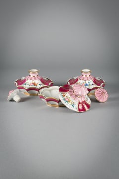 French Porcelain Three-Piece Vanity Set, circa 1900