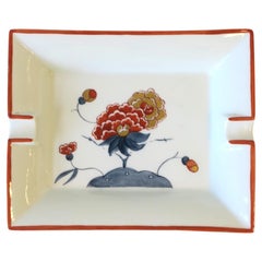 Vide-Poche ou cendrier en porcelaine française bleu, rouge, blanc et or