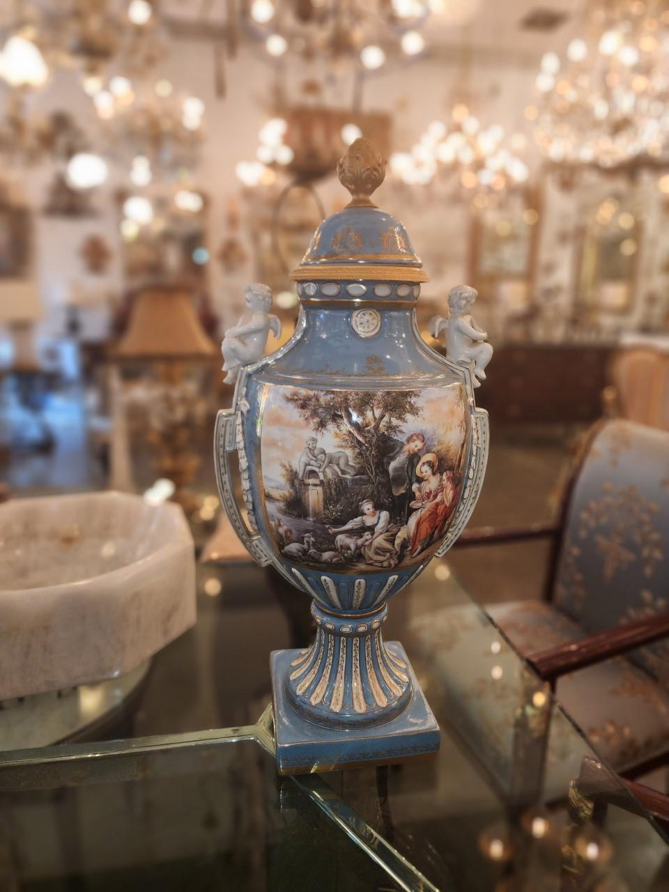 19th Century French Porcelain Urns  For Sale