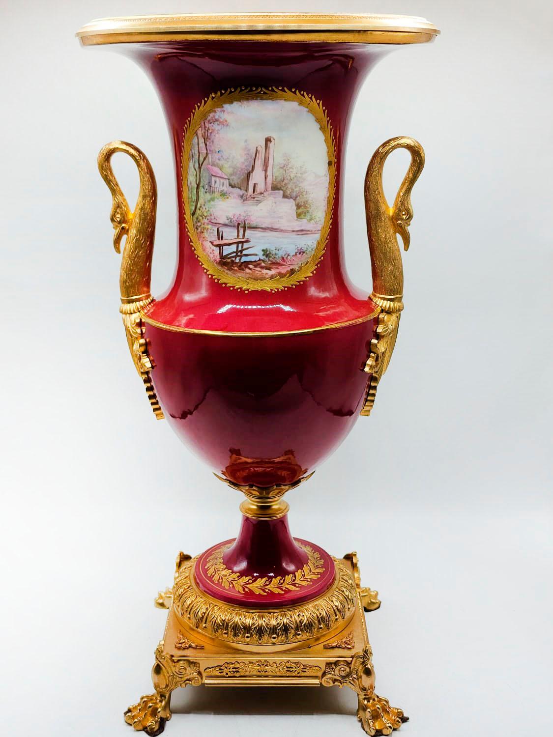 French porcelain vase Napoleonic Empire 19th century For Sale 5