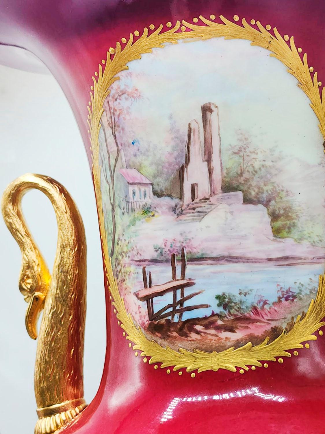 Bronze French porcelain vase Napoleonic Empire 19th century For Sale