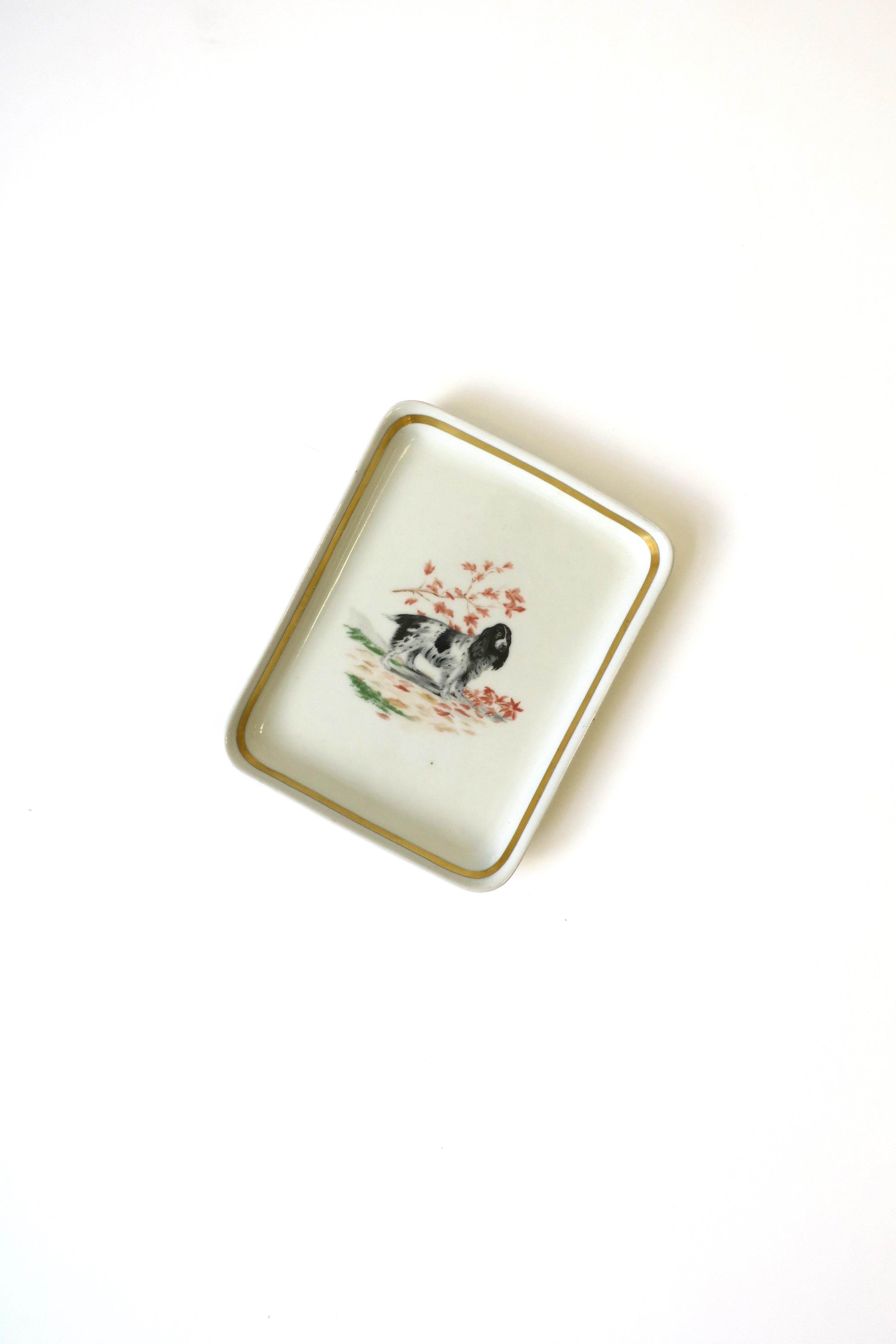 Glazed French Spaniel Dog Jewelry Dish Vide-Poche