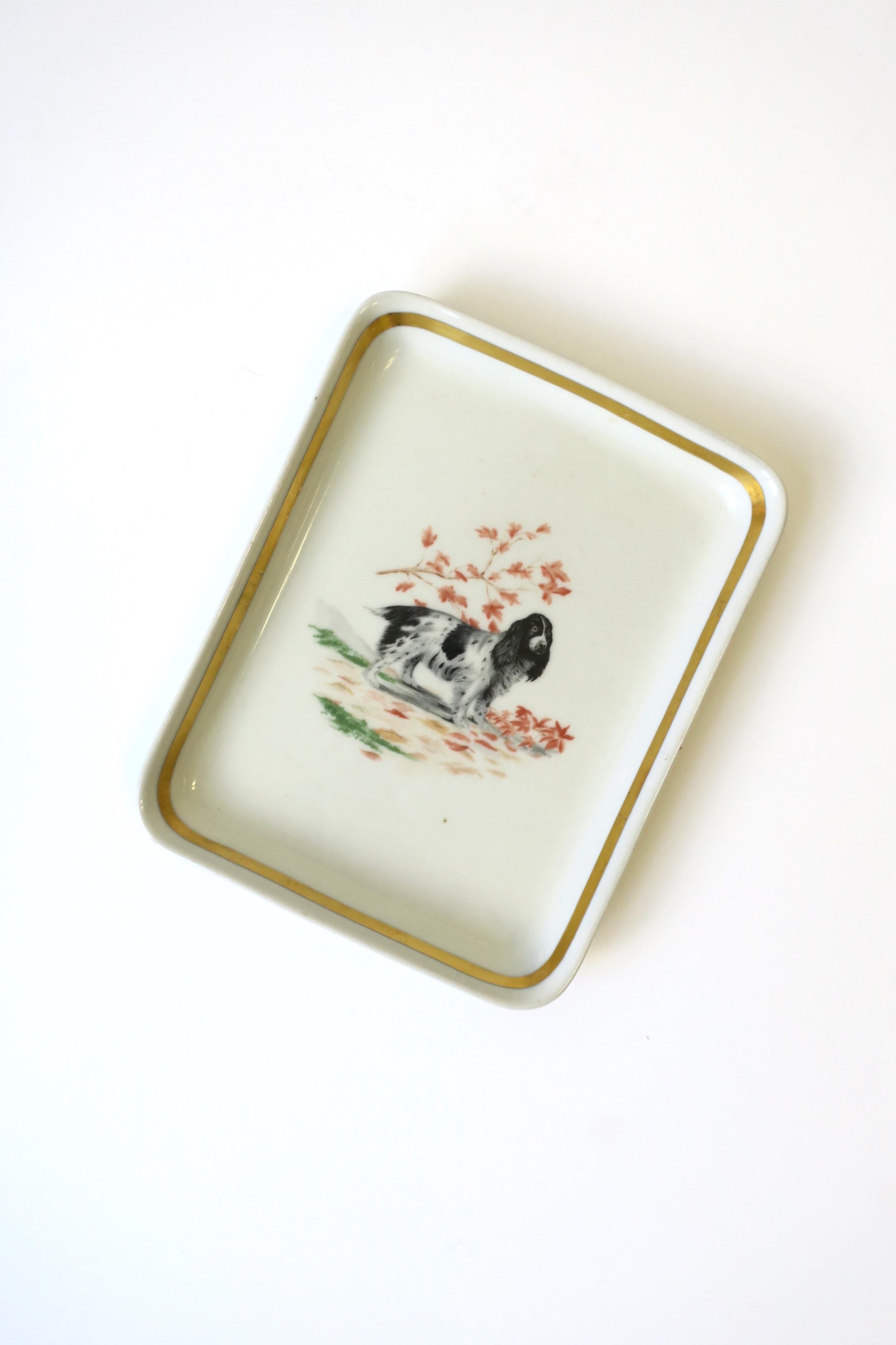 20th Century French Spaniel Dog Jewelry Dish Vide-Poche