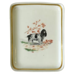 Vintage French Porcelain Jewelry Dish Vide-Poche with Spaniel Dog