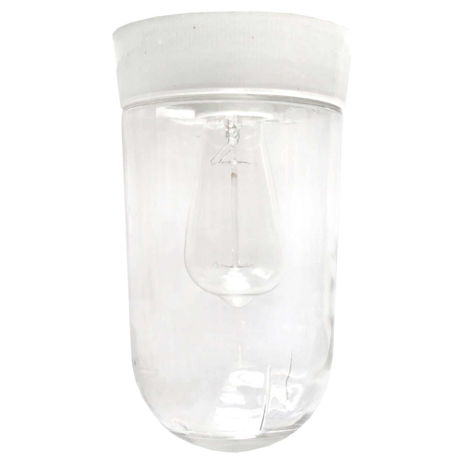 White porcelain. Clear glass.
Two conductors. No ground.

Measure: Weight 1.5 kg / 3.3 lb

Priced per individual item. All lamps have been made suitable by international standards for incandescent light bulbs, energy-efficient and LED bulbs.