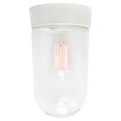 French Porcelain Vintage Industrial Clear Glass Flushmount Sconces Lamps