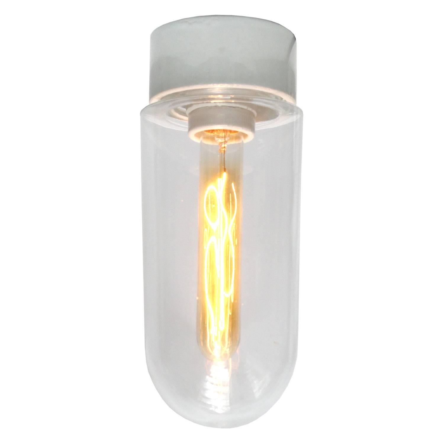 Francese French Porcelain Vintage Industrial Clear Glass Wall Lamp Sconces