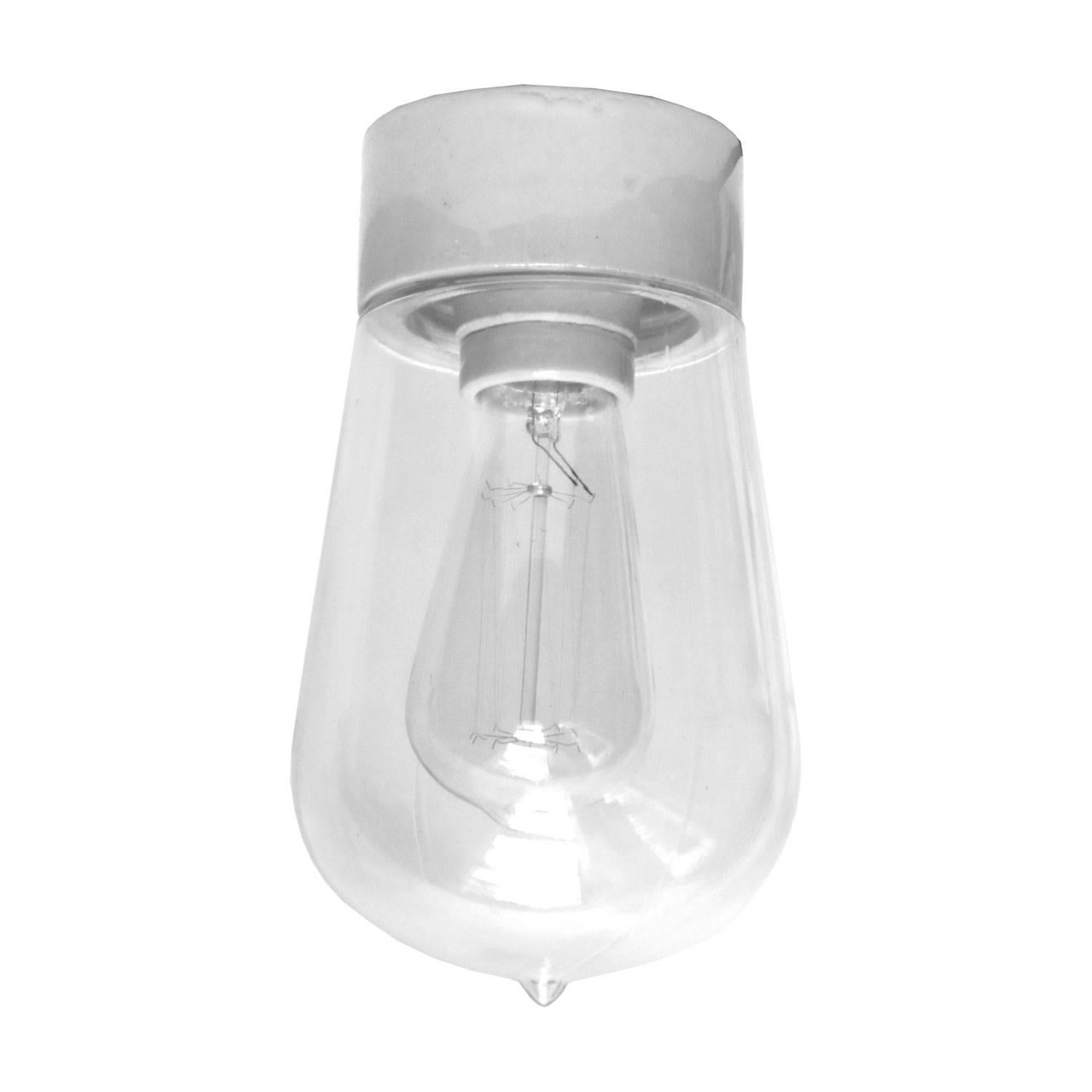 Französisch Porzellan Vintage Industrial Klarglas Wandlampe Scones (20. Jahrhundert) im Angebot