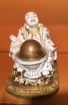 French Porcelaine and Bronze Inkstand, Marks of Samson, 19th Century